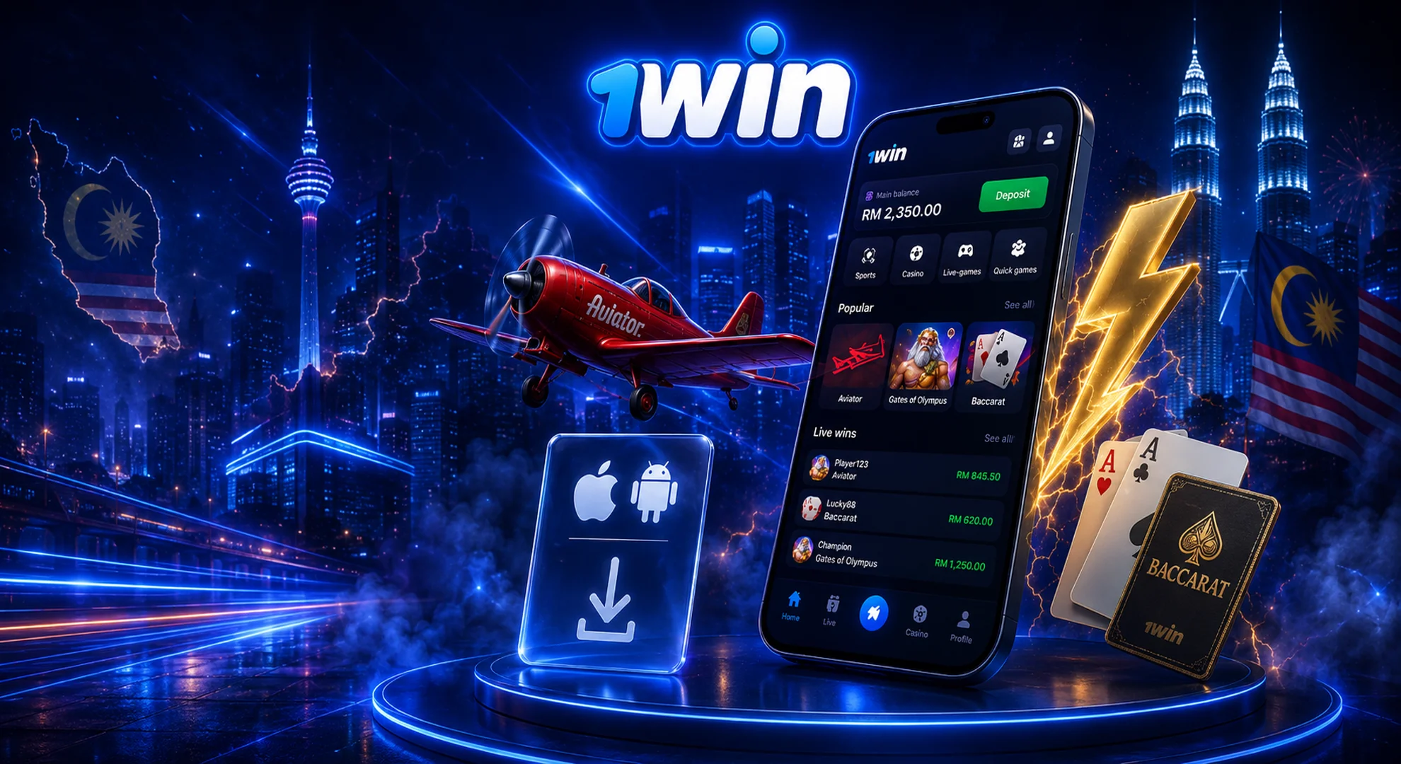 1win App: Official Mobile Casino Download for iOS and Android in MYR