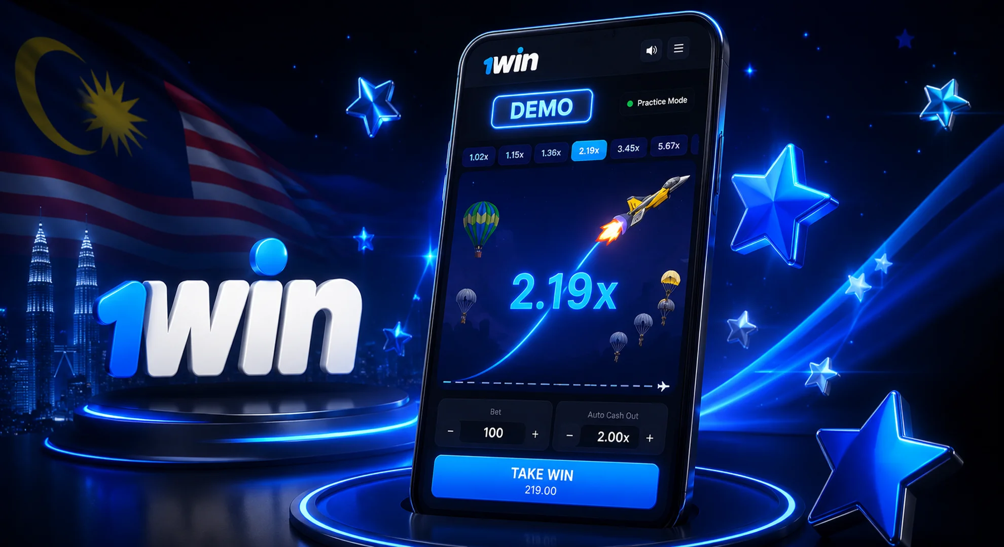 1win JetX crash game demo version for risk free practice
