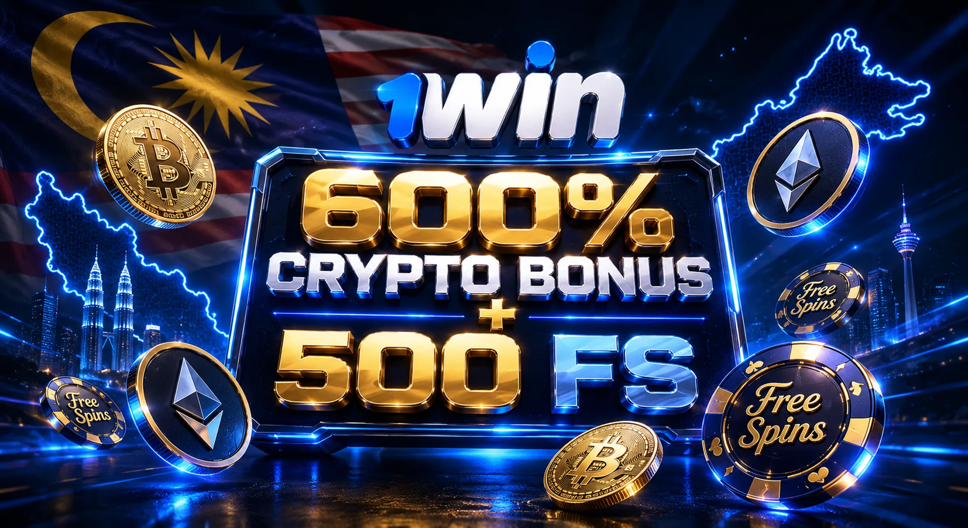 1win Malaysia exclusive 600 percent crypto deposit bonus and 500 free spins 2026