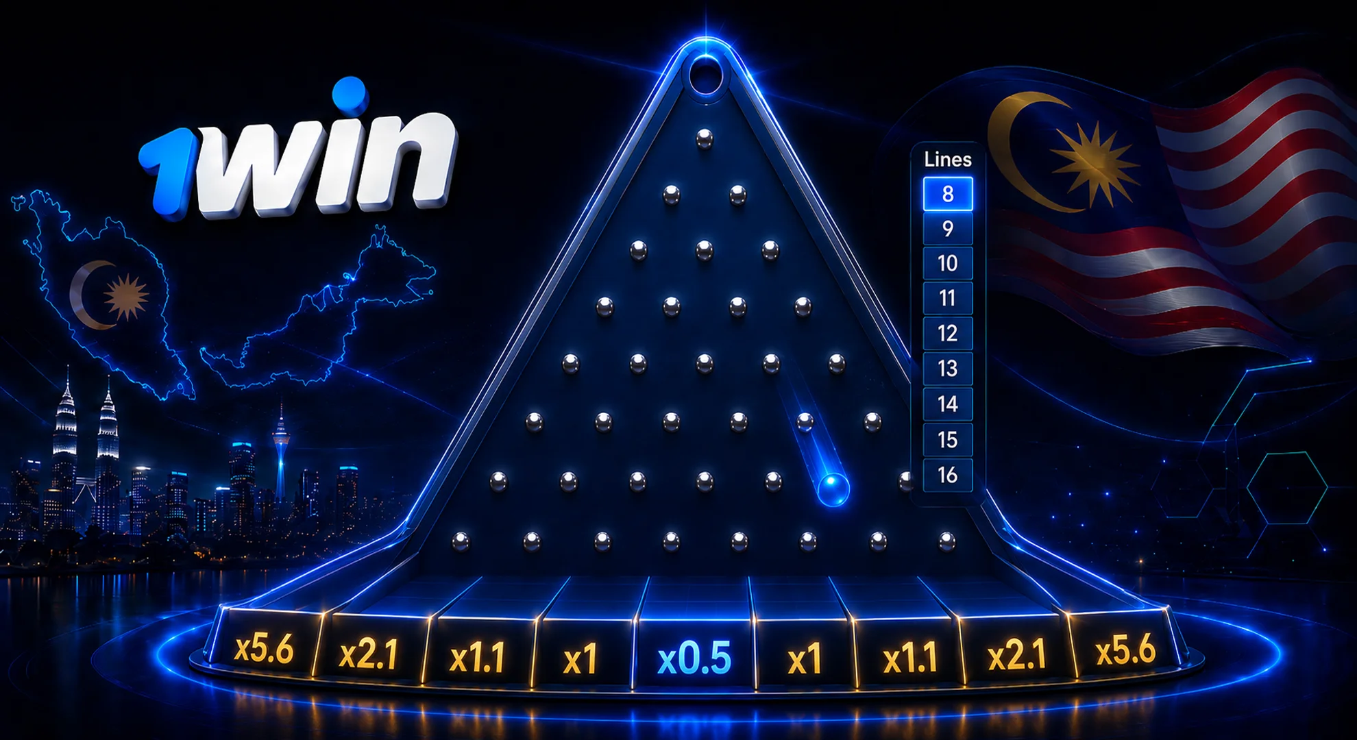 Customizing the number of rows and pegs on 1win Plinko board